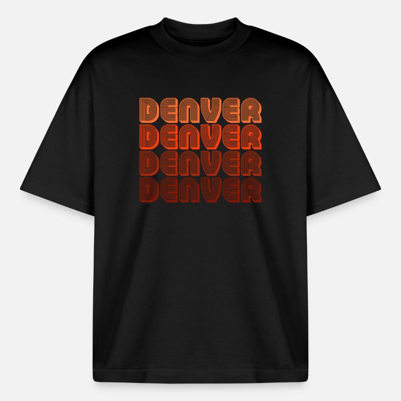 Denver Gradient Retro Pattern - Heavyweight Boxy Unisex T-Shirt by Stanley/Stella - black