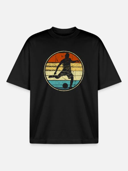 Retro Circular Soccer Silhouette - Boxy Heavyweight Unisex Organic T-Shirt by Stanley/Stella - black