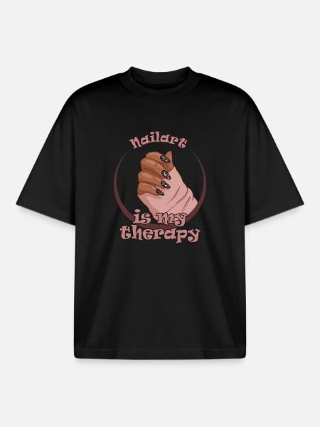 Nailart is my therapy nail technician - Boxy Heavyweight Unisex Organic T-Shirt by Stanley/Stella - black