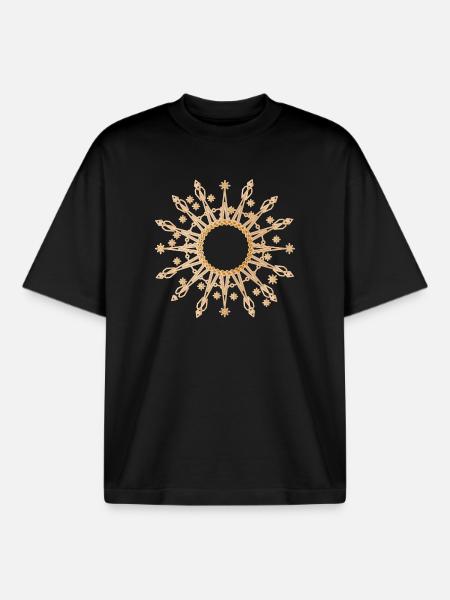 radiant golden star as frame - Boxy Heavyweight Unisex Organic T-Shirt by Stanley/Stella - black