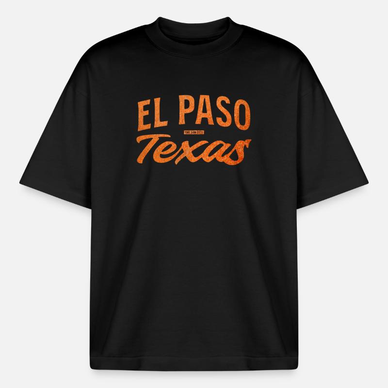 El Paso Texas Script Logo - Boxy Heavyweight Unisex Organic T-Shirt by Stanley/Stella - black