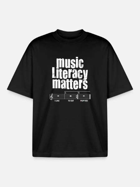 Music Literacy Matters - Boxy Heavyweight Unisex Organic T-Shirt by Stanley/Stella - black
