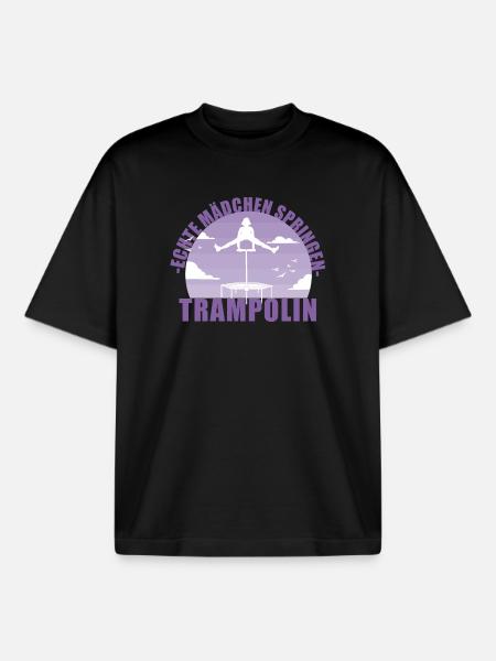 Echte Mädchen springen Trampolin Geschenk - Boxy Heavyweight Unisex Organic T-Shirt von Stanley/Stella - Schwarz
