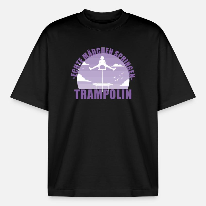 Echte Mädchen springen Trampolin Geschenk - Boxy Heavyweight Unisex Organic T-Shirt von Stanley/Stella - Schwarz