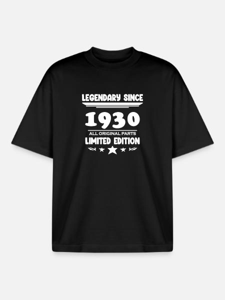 1930 - Born 1930 - Boxy Heavyweight Unisex Organic T-Shirt by Stanley/Stella - black