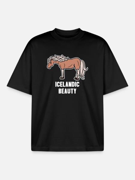 Islandpferde Cool Pferde Statement Pferdefan - Boxy Heavyweight Unisex Organic T-Shirt von Stanley/Stella - Schwarz