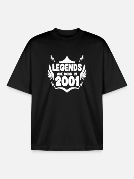 2001 - Born 2001 - Boxy Heavyweight Unisex Organic T-Shirt by Stanley/Stella - black