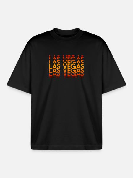 Las Vegas Neon Layout - Boxy Heavyweight Unisex Organic T-Shirt by Stanley/Stella - black