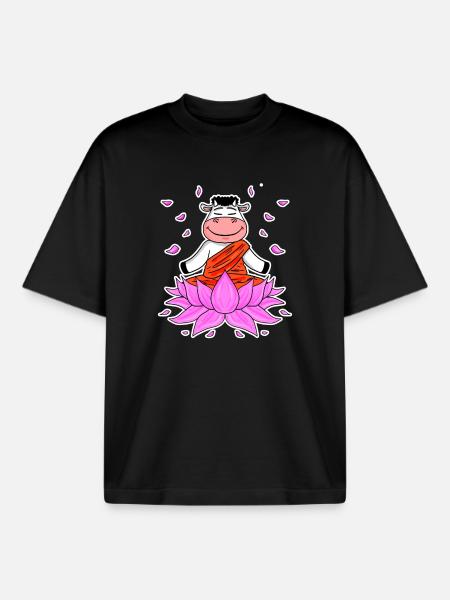 Yoga Cow - Boxy Heavyweight Unisex Organic T-Shirt by Stanley/Stella - black
