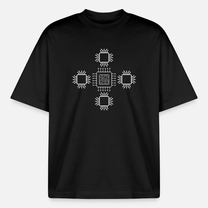 computer, motherboard, hard disk - Boxy Heavyweight Unisex Organic T-Shirt by Stanley/Stella - black