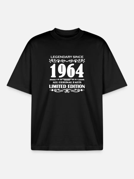 1964 - Born 1964 - Boxy Heavyweight Unisex Organic T-Shirt by Stanley/Stella - black