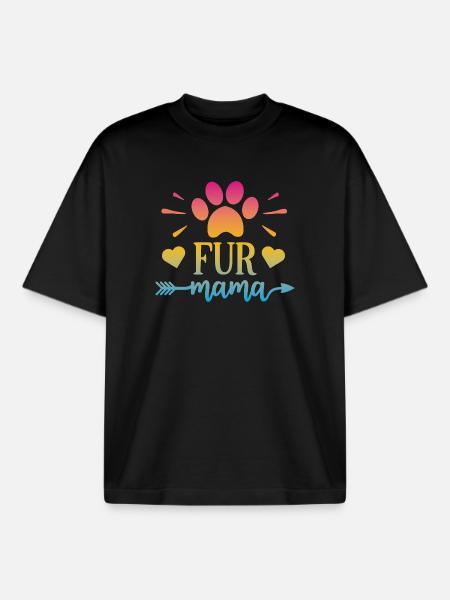 Fur Mama - Boxy Heavyweight Unisex Organic T-Shirt by Stanley/Stella - black
