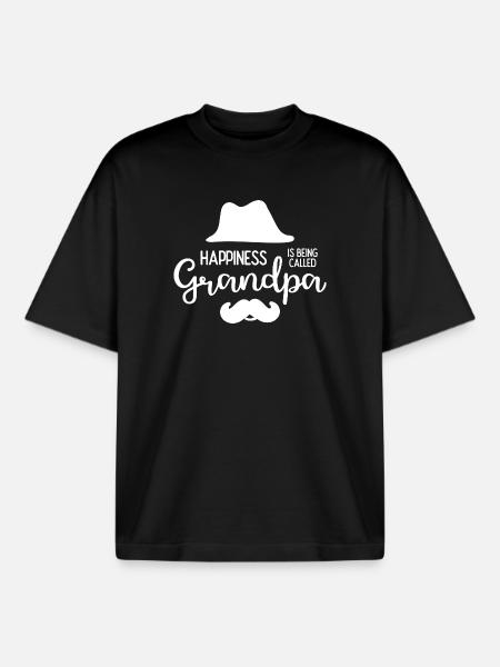 Happines wird Opa genannt - Boxy Heavyweight Unisex Organic T-Shirt von Stanley/Stella - Schwarz