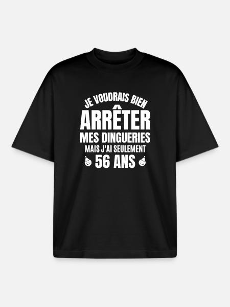 anniversaire 56 ans, anniversaire - T-shirt unisexe boxy épais biologique Stanley/Stella - noir