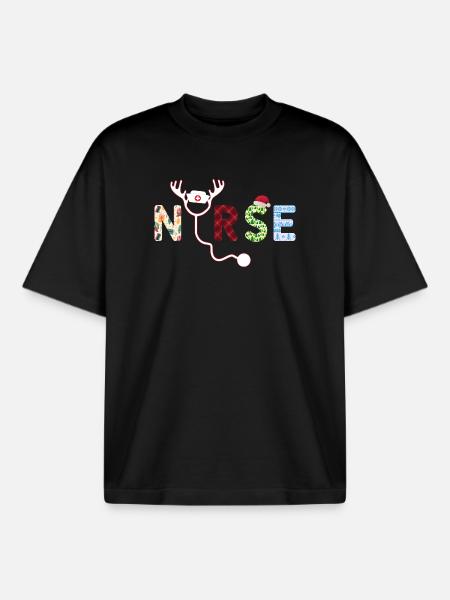 Nurse ugly Christmas - Boxy Heavyweight Unisex Organic T-Shirt by Stanley/Stella - black