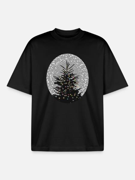 beleuchteter Weihnachtsbaum im Schnee - Boxy Heavyweight Unisex Organic T-Shirt von Stanley/Stella - Schwarz