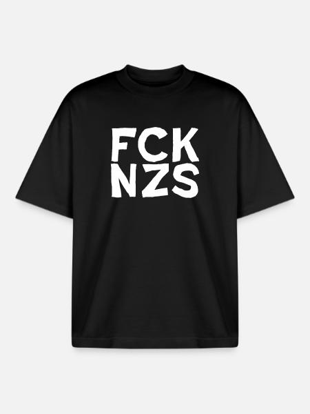 FCK NZS Antifa Text Design FCKNZS - Boxy Heavyweight Unisex Organic T-Shirt by Stanley/Stella - black
