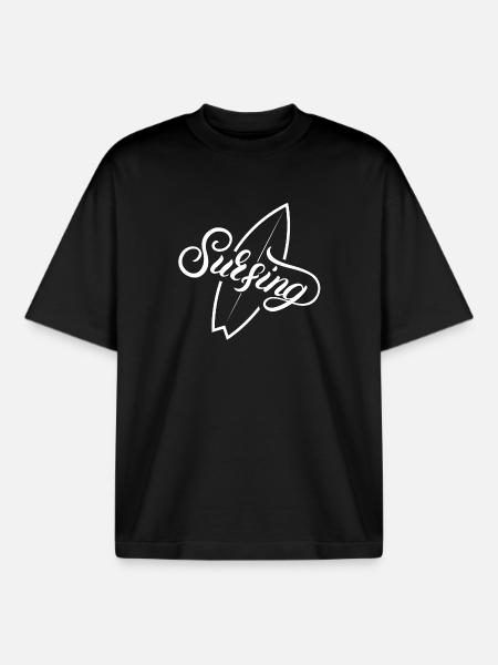 surfing, surfing fan, surfing - Boxy Heavyweight Unisex Organic T-Shirt by Stanley/Stella - black