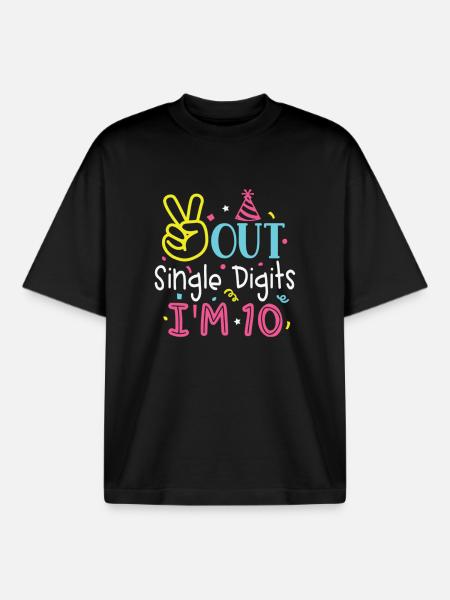 Birthday Celebration Number 10 - Boxy Heavyweight Unisex Organic T-Shirt by Stanley/Stella - black