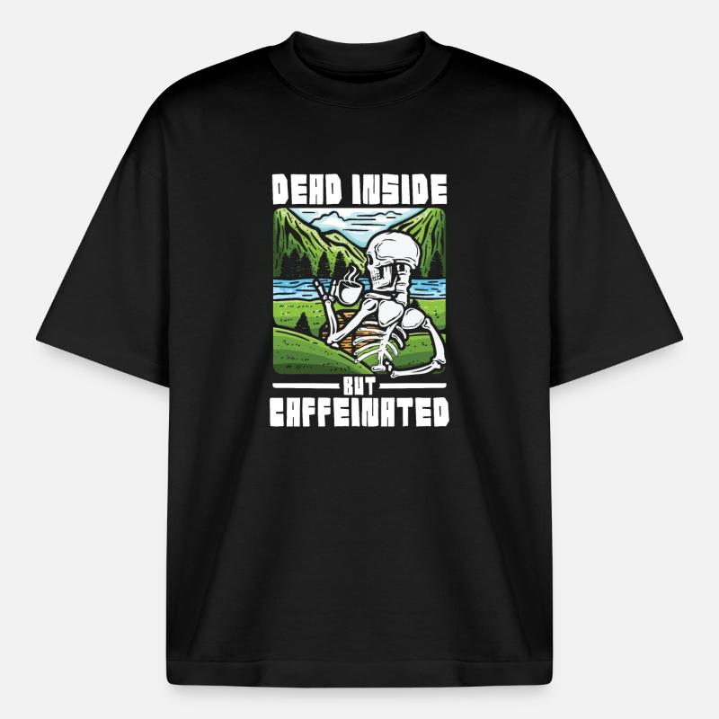 Dead inside but caffeinated - Boxy Heavyweight Unisex Organic T-Shirt von Stanley/Stella - Schwarz