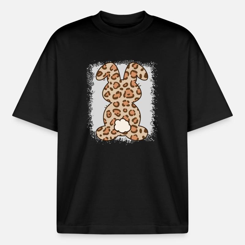 Leopard Print Bleached Easter - Boxy Heavyweight Unisex Organic T-Shirt by Stanley/Stella - black