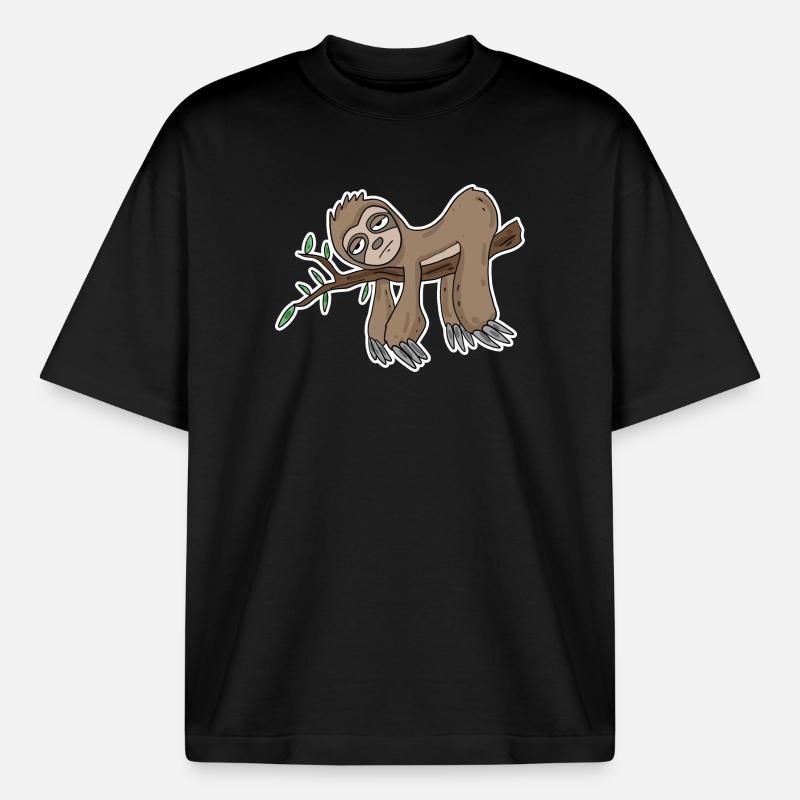 Sloth - Boxy Heavyweight Unisex Organic T-Shirt by Stanley/Stella - black