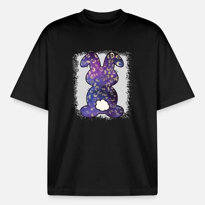Leopard Print Bleached Easter - Boxy Heavyweight Unisex Organic T-Shirt by Stanley/Stella - black