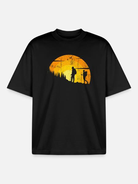 Sunset Trail Silhouettes - Boxy Heavyweight Unisex Organic T-Shirt by Stanley/Stella - black