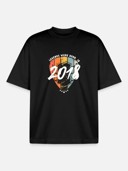 2018 Birthday Guitar Guitarist - Boxy Heavyweight Unisex Organic T-Shirt by Stanley/Stella - black