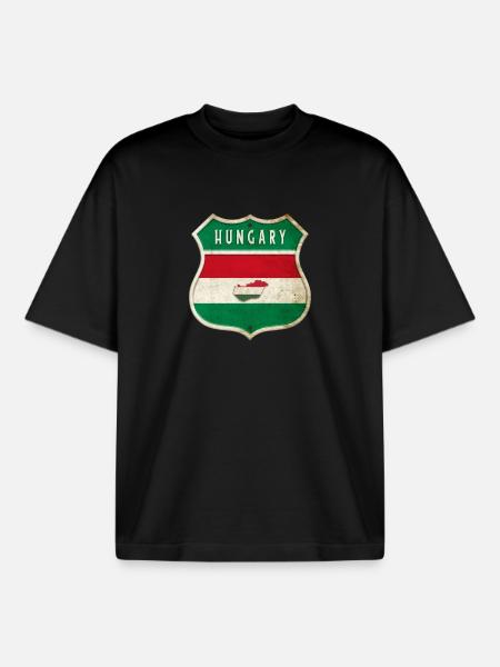 Ungarn Wappen Flaggen Design - Boxy Heavyweight Unisex Organic T-Shirt von Stanley/Stella - Schwarz