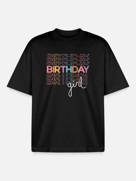 Graffiti de fille d’anniversaire néon - T-shirt unisexe boxy épais biologique Stanley/Stella - noir