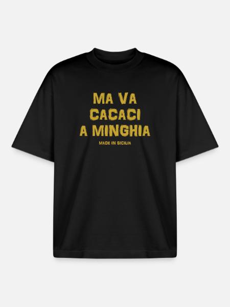 Sicilia t-shirt maglietta testo siciliano - T-shirt unisex boxy pesante biologica di Stanley/Stella - nero