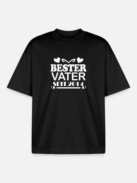 Bester Vater seit 2014 - Boxy Heavyweight Unisex Organic T-Shirt von Stanley/Stella - Schwarz