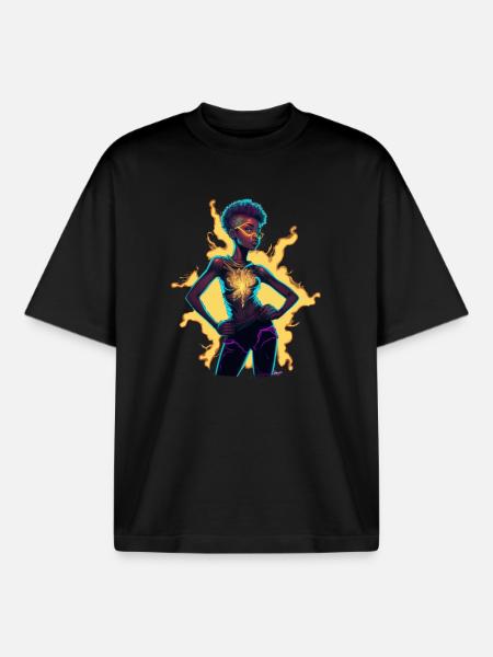 Glowing Energy Consciousness Figure - Boxy Heavyweight Unisex Organic T-Shirt by Stanley/Stella - black