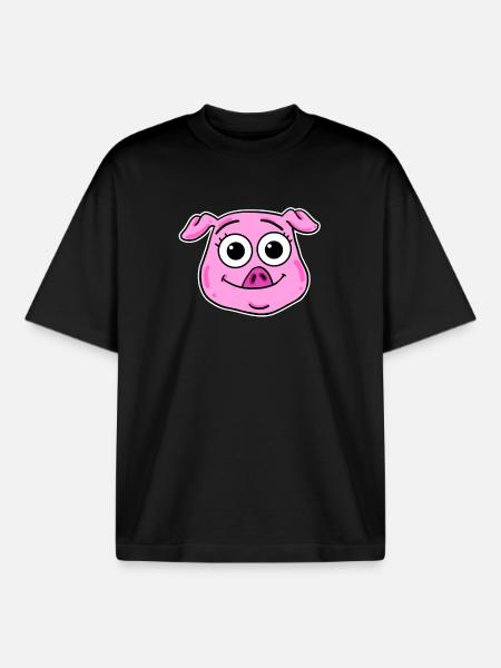 Pig Head Animal Head - Boxy Heavyweight Unisex Organic T-Shirt by Stanley/Stella - black