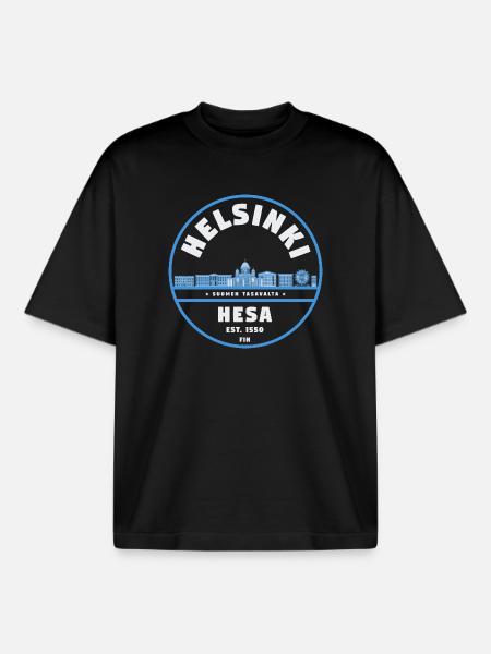 Helsinki Finnland Skyline Badge - Boxy Heavyweight Unisex Organic T-Shirt von Stanley/Stella - Schwarz