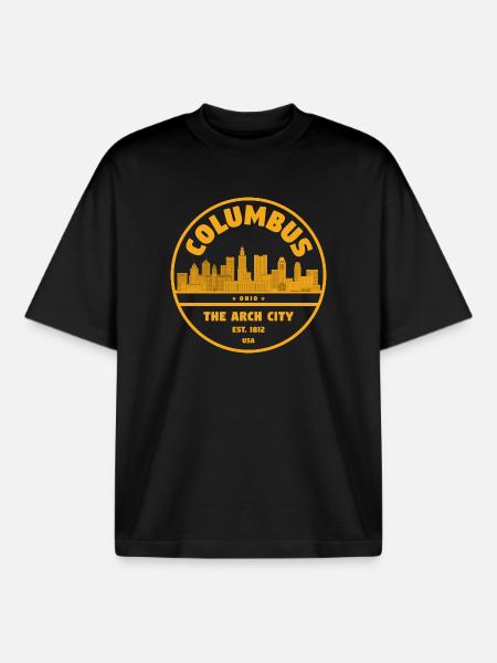 Columbus Arch City Skyline - Boxy Heavyweight Unisex Organic T-Shirt by Stanley/Stella - black