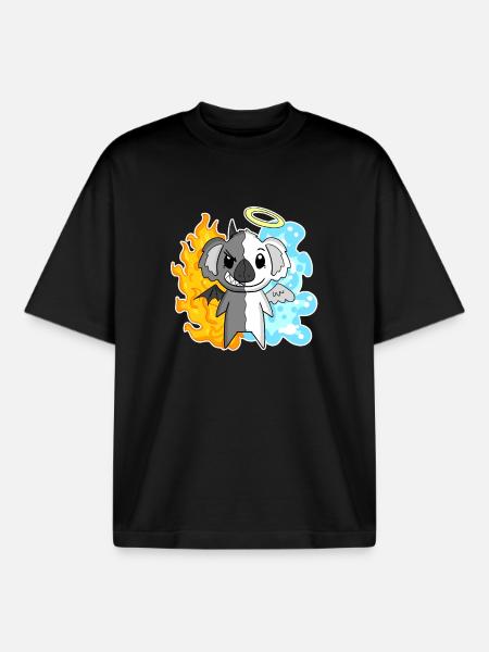 Koala - Angels and Devils - Boxy Heavyweight Unisex Organic T-Shirt by Stanley/Stella - black