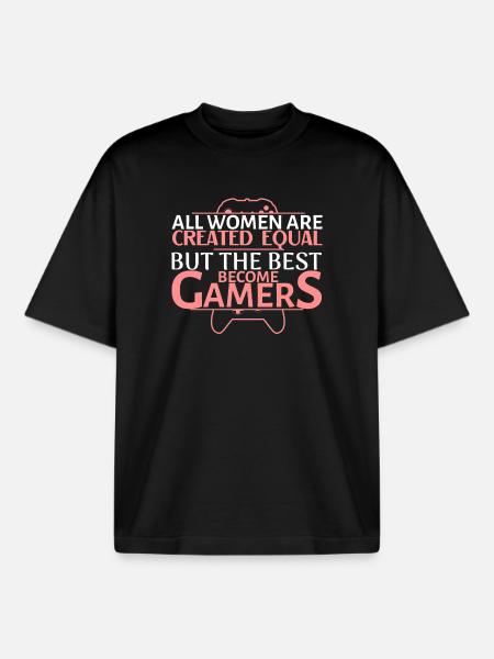 Gamer Queen: Women Define Play - Boxy Heavyweight Unisex Organic T-Shirt by Stanley/Stella - black