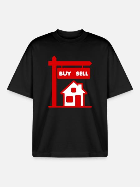 Rød logo eiendomsmegler kjøp og salg - Unisex boxy heavyweight T-skjorte økologisk Stanley/Stella - svart