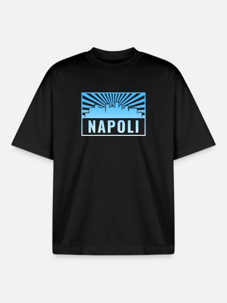 Napoli Skyline Sonnenstrahlen - Boxy Heavyweight Unisex Organic T-Shirt von Stanley/Stella - Schwarz