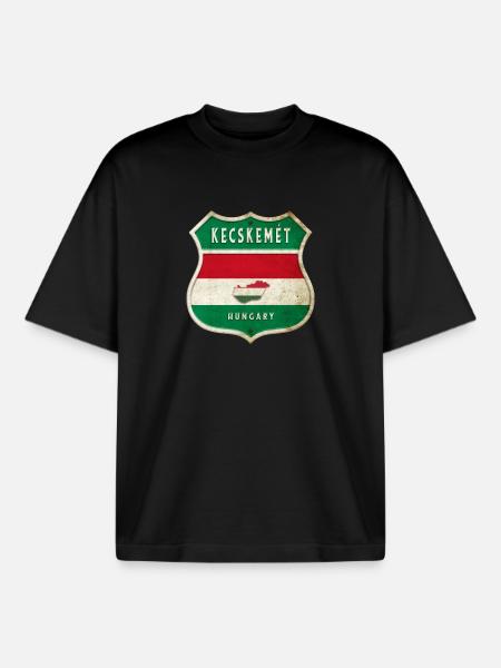 Kecskemét Ungarn Wappen Flaggen Design - Boxy Heavyweight Unisex Organic T-Shirt von Stanley/Stella - Schwarz