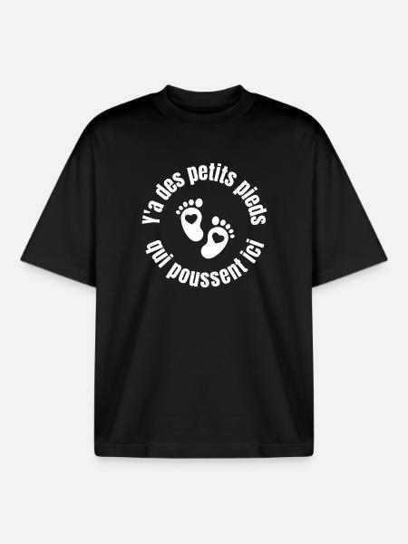 bébé, future maman, enceinte, naissance - T-shirt unisexe boxy épais biologique Stanley/Stella - noir