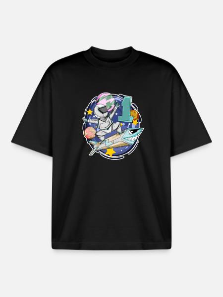 1 year old - Enrollment - Winner - Boxy Heavyweight Unisex Organic T-Shirt by Stanley/Stella - black