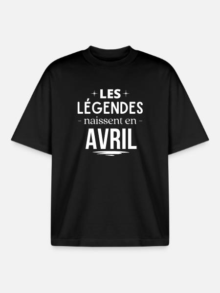 avril, mois de naissance, légende - T-shirt unisexe boxy épais biologique Stanley/Stella - noir