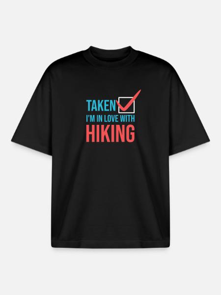 Mountains Statement Hiker Hiking - Boxy Heavyweight Unisex Organic T-Shirt by Stanley/Stella - black