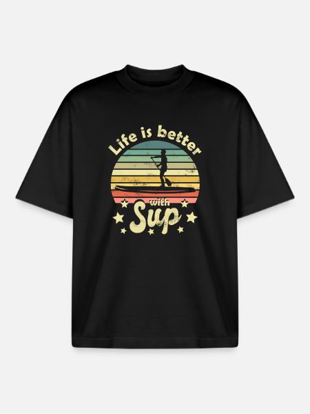 Stehpaddeln Stand Up Paddling - Boxy Heavyweight Unisex Organic T-Shirt von Stanley/Stella - Schwarz