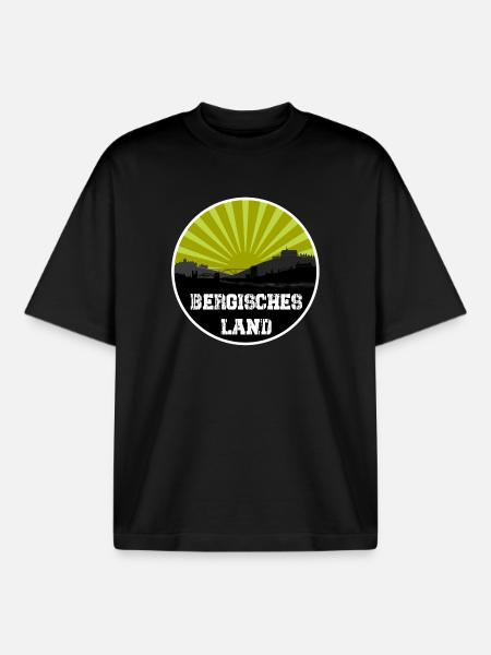 Bergisches Land Retro Skyline - Boxy Heavyweight Unisex Organic T-Shirt by Stanley/Stella - black