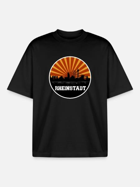 Rheinstadt Retro Skyline - Boxy Heavyweight Unisex Organic T-Shirt by Stanley/Stella - black