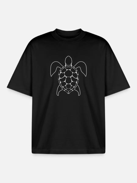 Turtle Lineart - Boxy Heavyweight Unisex Organic T-Shirt by Stanley/Stella - black